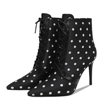 2019 Women's Ankle Boots High Heel Polka Dot A302c Dress Bootie Ladies Women Winter Custom Boots Shoes For Women